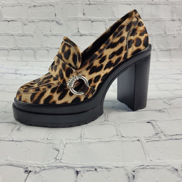 NWOB Gianni Bini Maxxwelle Leopard Print Faux Calf Hair Platform Loafers - Picture 2 of 12